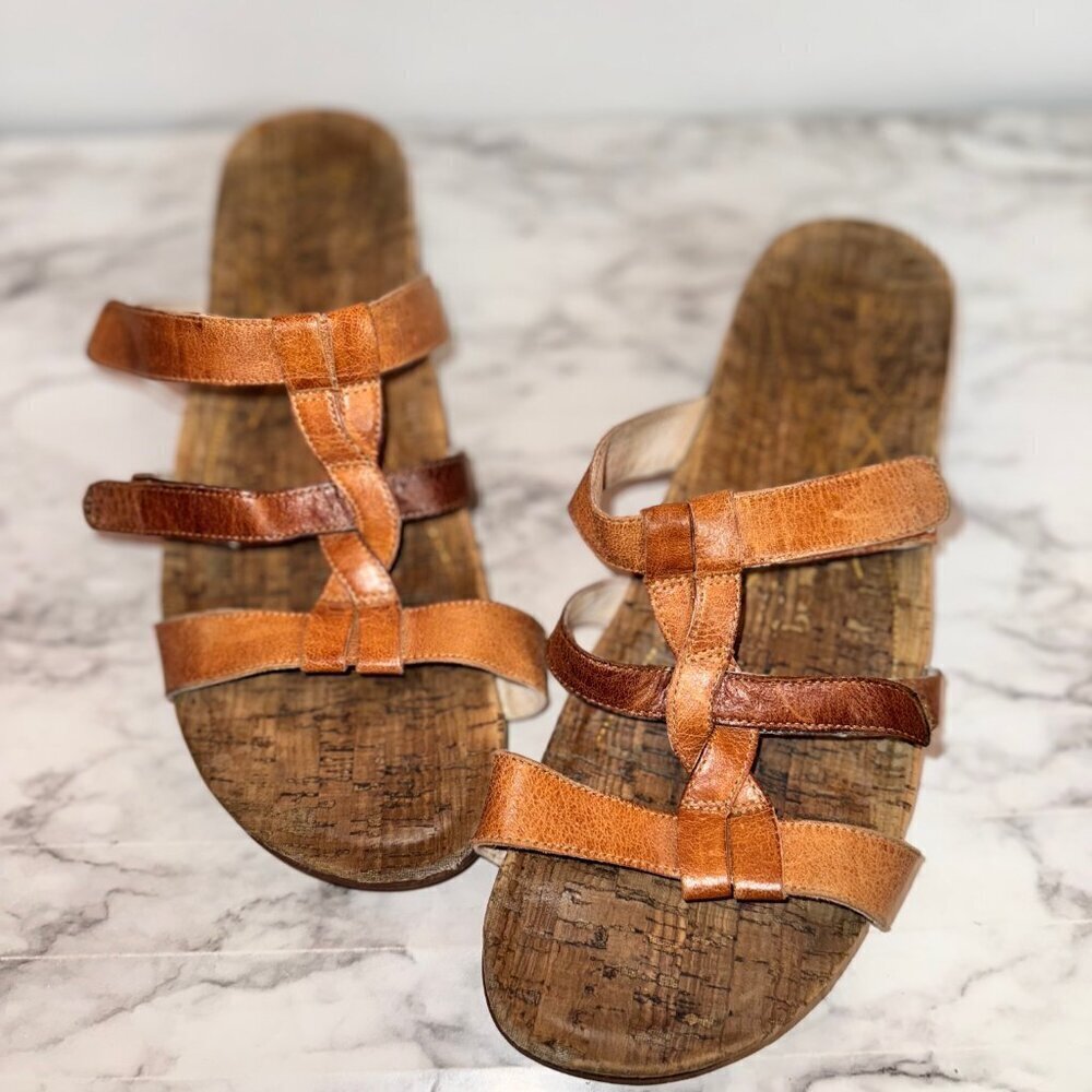 OBEO Brown Leather Upper Strappy Slip On Comfort Sandals women's size US 11 N
